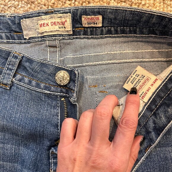 MEK Denim Plymouth Straight Jeans Mens 34x34 (Actual 36.5 x 33) Black Distressed - Picture 9 of 9